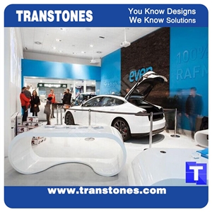 White Artificial Stone Marble Office Meeting Work Table Desk,Engineered Stone Solid Surface Reception Desk Interior Stone Design Acrylic Furniture,Transtones Customized Free Designs