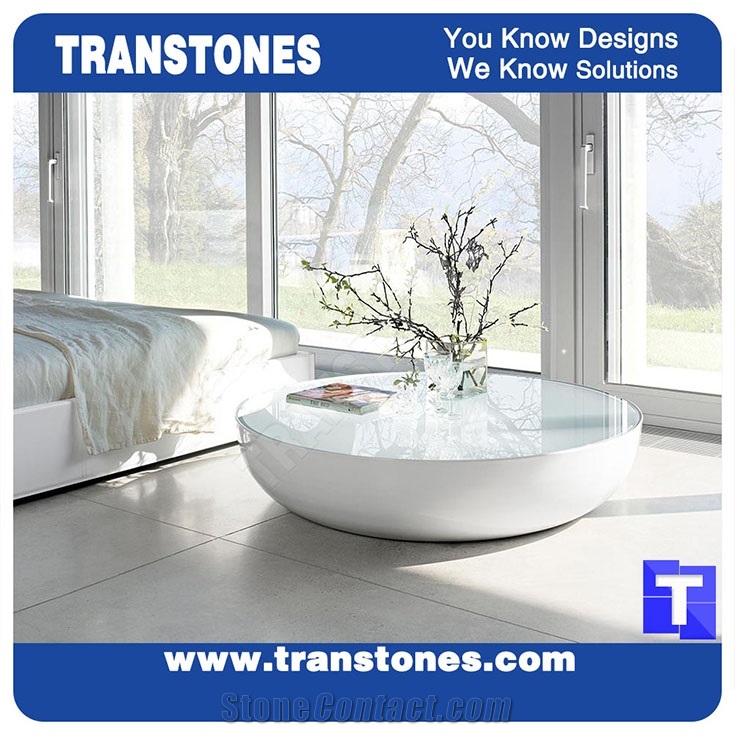 White Artificial Stone Marble Office Meeting Work Table Desk,Engineered Stone Solid Surface Reception Desk Interior Stone Design Acrylic Furniture,Transtones Customized Free Designs
