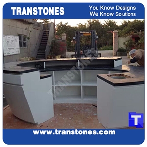 White Mix Black Artificial Stone Panel for Round Reception Desk,Consulting Table Tops for Hotel Lobby,Engineered Stone Solid Surface Interior Stone