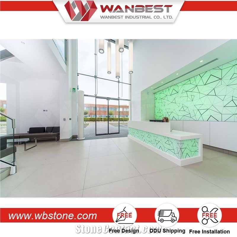 Innovative Solid Surface Shoe Liked Custom Made Beauty Salon Reception Desk Artificial Stone Reception Counter
