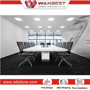 Marble Top Quartz Stone Conference Table with Stainless Steel Base Hot Design for Sale