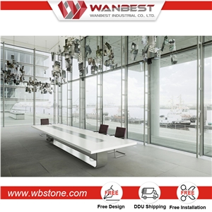 Marble Top Quartz Stone Conference Table with Stainless Steel Base Hot Design for Sale