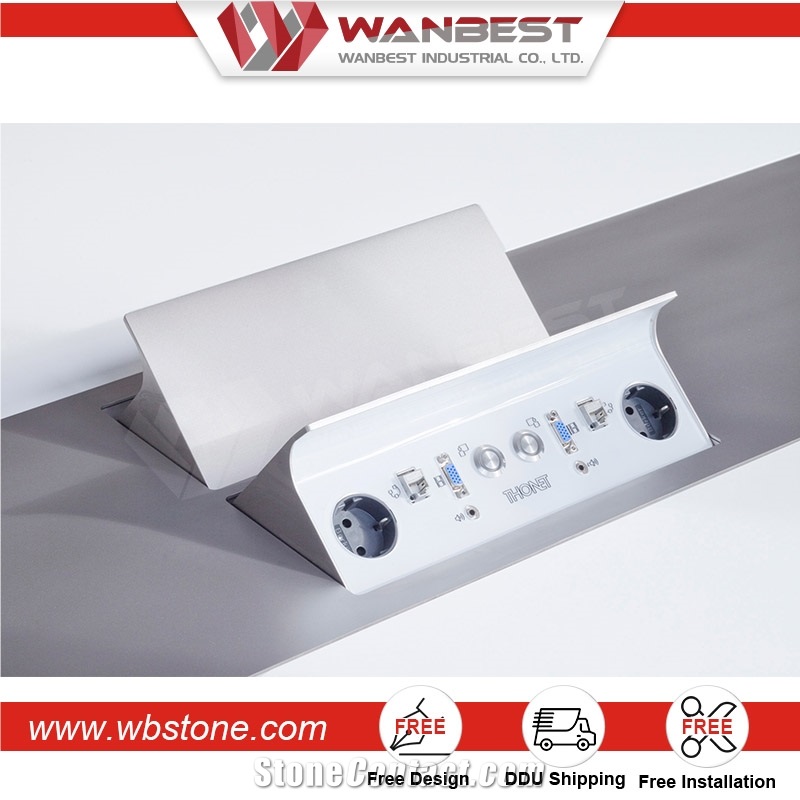 Marble Top Quartz Stone Conference Table with Stainless Steel Base Hot Design for Sale