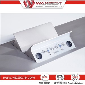 Marble Top Quartz Stone Conference Table with Stainless Steel Base Hot Design for Sale