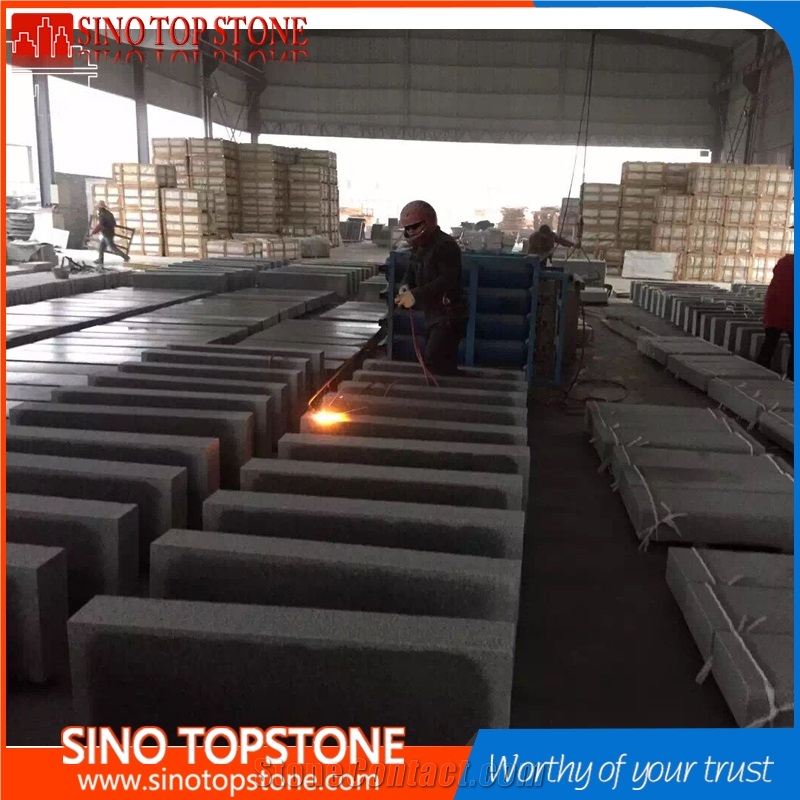 Grey Granite Six Side Flamed Road Curbs, All Sides Flamed Grey Granite Landscaping Stone