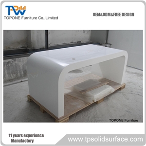 Acrylic Solid Surface Office Table Design , White Artificial Marble Stone U Shape Office Executive Table Design for Sale