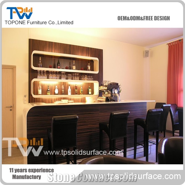 Economic Home Used Artificial Marble Stone Juice Bar Counter Tops for Sale, Acrylic Solid Surface Bar Counter Tops Bar Table Tops Design