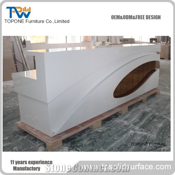 Led Acrylic Solid Surface Reception Desk Tops for Hotel/Customized Design Modern Front Office Desk, Factory Supply Interior Stone Reception Counter Top Furniture with Artificial Marble Stone Desk Tops