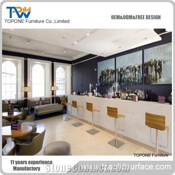 Modern Furniture Designer Setbar Artificial Marble Stone Counter Furniture Acrylic Solid Surface Counter Table Design Supplier