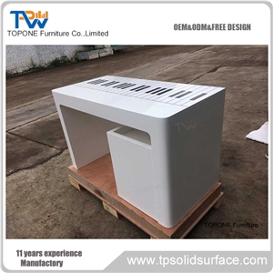 Piano Design White Artificial Marble Stone Executive Office Table with Piano Design Acrylic Solid Surface Table Tops
