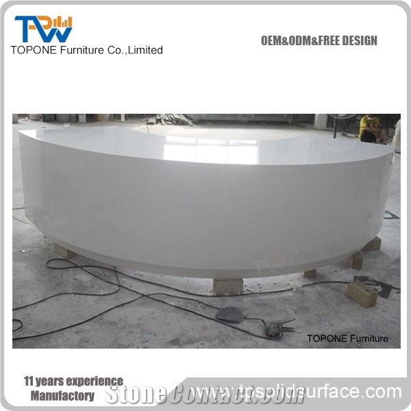 White Acrylic Solid Surface Diamond Design Reception Desk Tops Design/Artificial Marble Interior Stone Reception Counter Tops Design