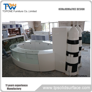 White Acrylic Solid Surface Diamond Design Reception Desk Tops Design/Artificial Marble Interior Stone Reception Counter Tops Design