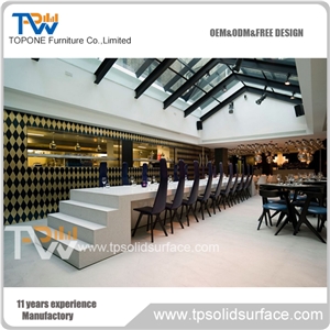 White Artificial Marble Stone Buffet Bar Counter Tops with Acrylic Solid Surface Bar Table Tops for Sale White Artificial Marble Stone Buffet Bar Counter Tops with Acrylic Solid Surface Bar Table Tops for Sale