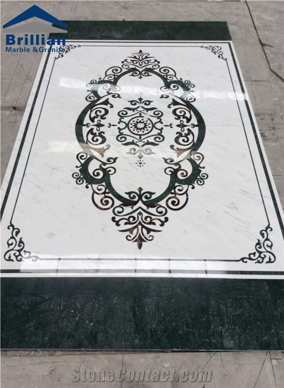 Customized Beautiful Marble Waterjet for Floor,Waterjet Marble Design Floor Pattern ,Flower Pattern Marble Medallion