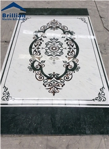 Customized Beautiful Marble Waterjet for Floor,Waterjet Marble Design Floor Pattern ,Flower Pattern Marble Medallion