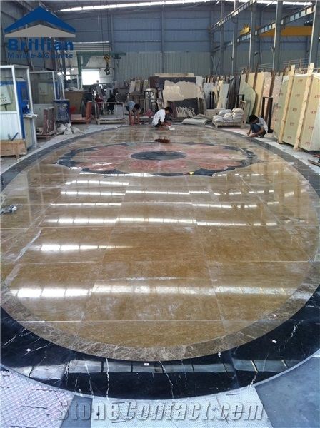 Golden Imperial Marble Medallions,Emperor Gold Marble Tiles,Golden Imperial Medallions,Imperial Gold Marble Big Medallions,Large Flooring Water Jet Medallion,Hotel Lobby Large Waterjet Marble Medallio