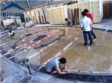 Golden Imperial Marble Medallions,Emperor Gold Marble Tiles,Golden Imperial Medallions,Imperial Gold Marble Big Medallions,Large Flooring Water Jet Medallion,Hotel Lobby Large Waterjet Marble Medallio