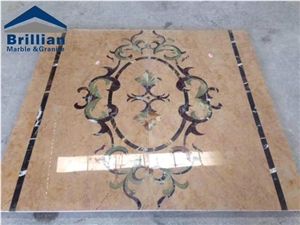 Golden Rose Marble Medallions,Golden Rose Beige Marble Waterjet Medallions,Golden Siena Marble Floor Medallions,Square Medallions,Laminated Water-Jet Medallions,Marble Water Jet Medallion for Hotel