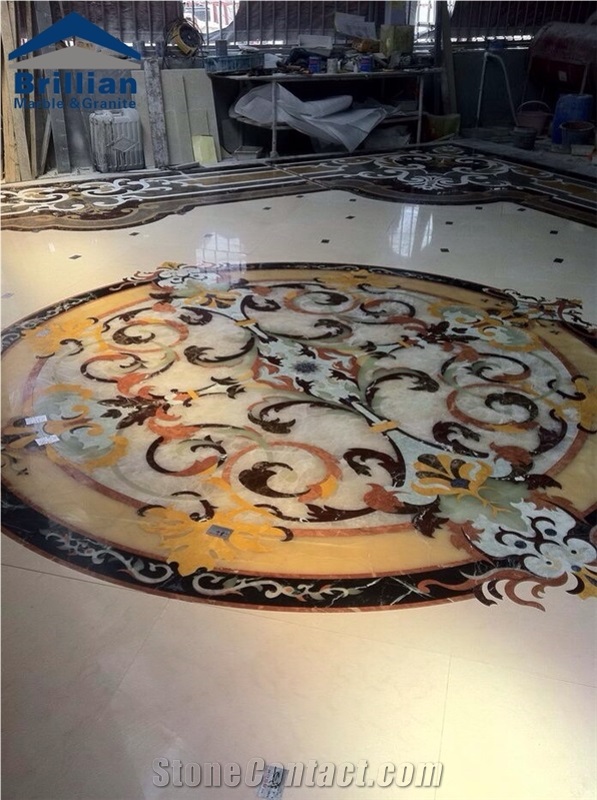 Latte Beige Marble Medallions,Hotel Lobby Marble Medallions,Green Honyx Inlayed Medallions,Waterjet Marble Medalions,Flower Marble Medallions,Europe Style Medallions,Floor Medallion