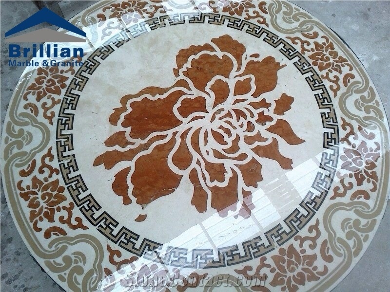 Latte Marble Medallions,Rose Design Waterjet Medallion,Cnc Flower Marble Medallions,Latte Cream Latte Beige Marble Medallions,Rosettes Medallions,Composited Medallion,Europe Style Medallion