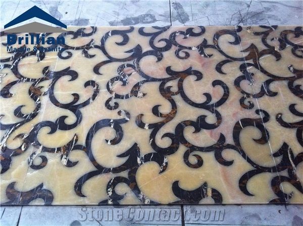 Nero Portoro Marble Medallions,Black Portoro Marble Waterjet Medallions,Portoro Gold Marble Floor Medallions,Composited Medallions,Hony Honyx Medallions,Marble Inlayed Waterjet Medallions,Hotel Lobby