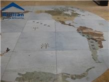 Volakas White Marble Medallions,Laminated Marble Medallions,World Map Marble Medallions,Wall Medallion Tiles,Flooring Medallions Tiles,Marble Water Jet Medallions,Mosaic Medallions,Special Design Deco