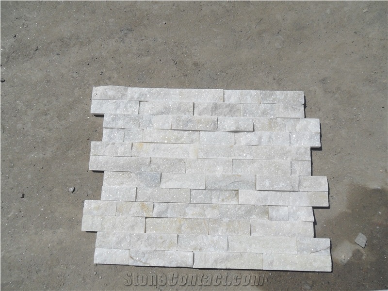 Gc-102z 4 Row White Quartzite Cultured Stone, Stacked Stone Veneer