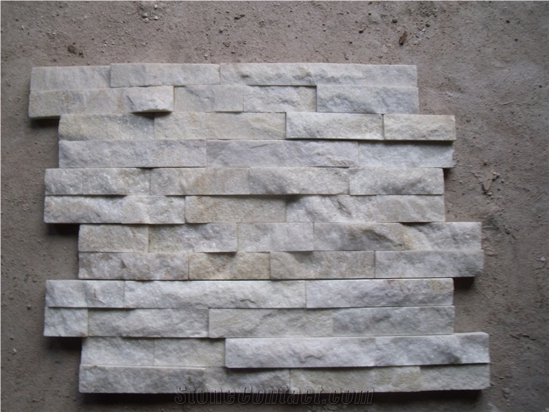 Gc-102z 4 Row White Quartzite Cultured Stone, Stacked Stone Veneer