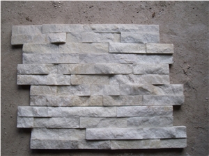 Gc-102z 4 Row White Quartzite Cultured Stone, Stacked Stone Veneer