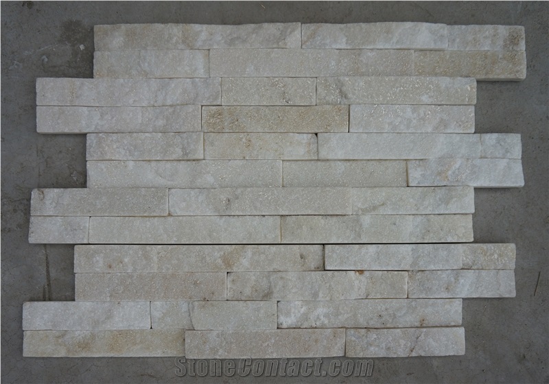 Gt-102 4row White Quartzite Cultured Stone/Hebei Province 10cm*40cm-0.8-1.5cm Thick
