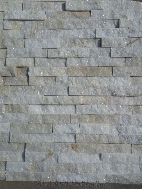 Gt-102 4row White Quartzite Cultured Stone/Hebei Province 10cm*40cm-0.8-1.5cm Thick