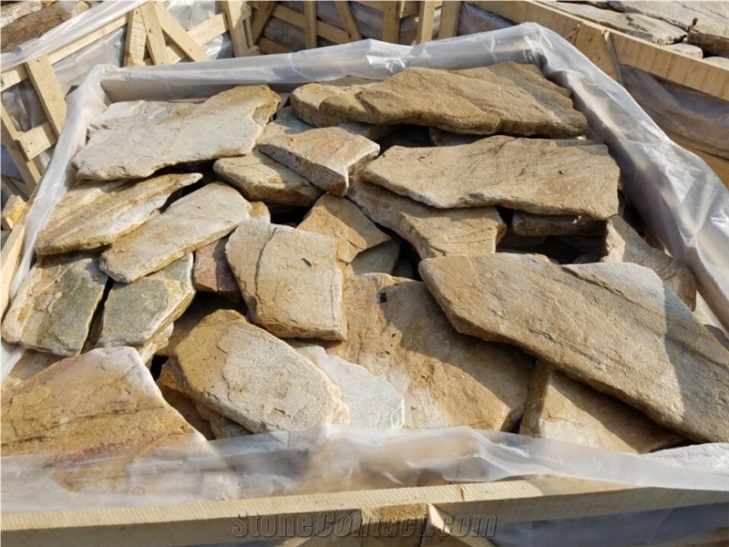 Oyster Slate Flag Stone, Yellow Slate Paving, Slate Crazy Paving, Flag Stone, Slate Flagstone Paver Random