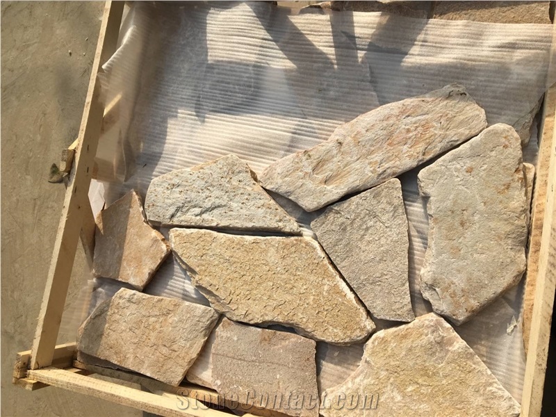 Oyster Slate Flag Stone, Yellow Slate Paving, Slate Crazy Paving, Flag Stone, Slate Flagstone Paver Random
