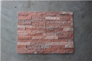 Pink Quartzite Cultured Stone, Ledge Stone, Stacked Stone Veneer