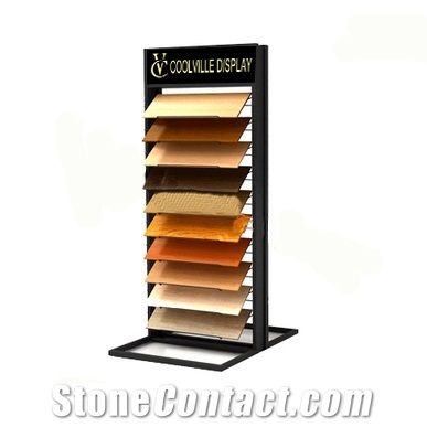 Page Turning Frame Hardwood Rack Waterfall Display Wing Rack Sample Frame Metal Display for Exhibition Tile Stand Ceramic Rack Flooring Display Free Standing Stone Display Metal Steel Hardwood Rack