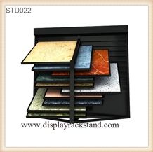 Tile Display Racks Sliding Floor Displays Racks Stands for Marble Travertine Wholesale Hanging Displays Showroom Display Shelves for Granite