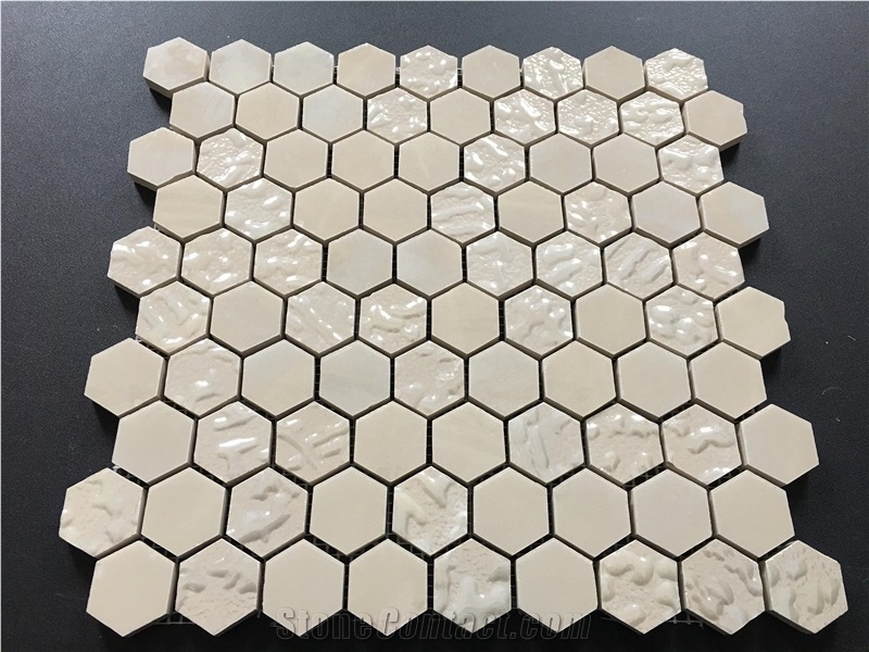 Microcrystal Glass Hexagon Mosaic Tile