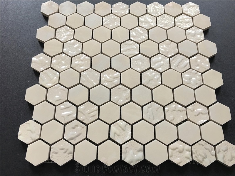 Microcrystal Glass Hexagon Mosaic Tile