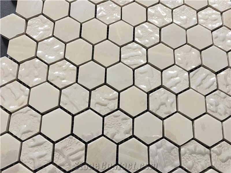 Microcrystal Glass Hexagon Mosaic Tile