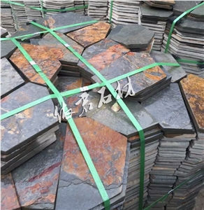 Rusty Color, Slate Net Paste, Natural Slate, Salte Flagstone Floor Tiles and Wall Tiles, Slate Covering, Hebei Province, China