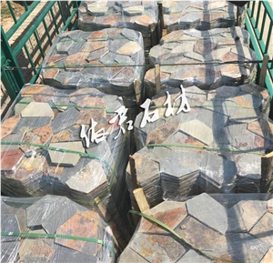 Rusty Color, Slate Net Paste, Natural Slate, Salte Flagstone Floor Tiles and Wall Tiles, Slate Covering, Hebei Province, China