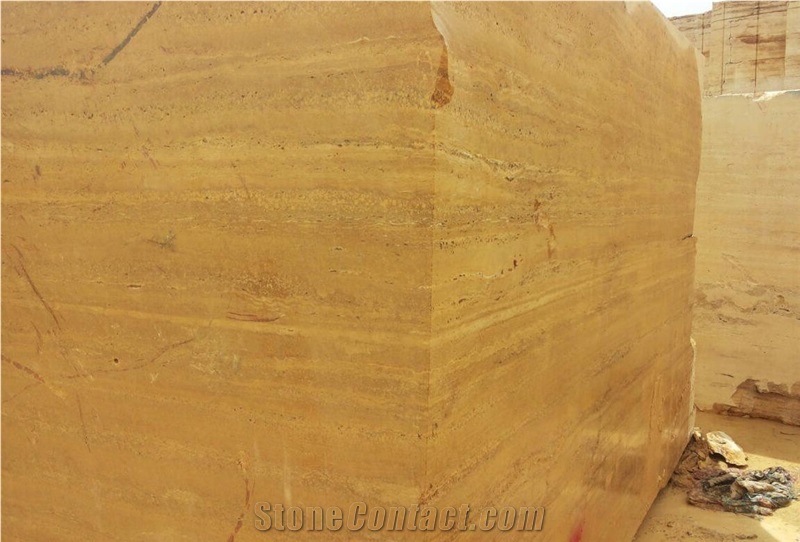 Esfahan Yellow Travertine, Iran Yellow Travertine Block