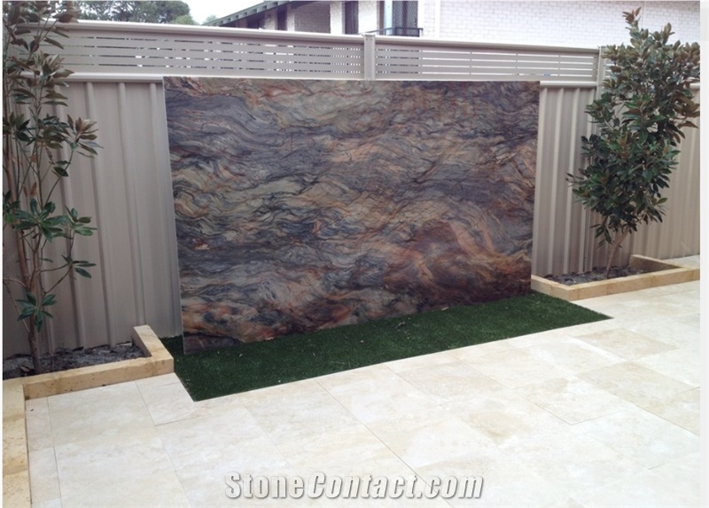 Fusion(Red)/Fusion Quartzite/Silk Road/Multicolor/Brazil/For Countertops, Mosaic, Exterior - Interior Wall and Floor Applications, Fountains, Pool