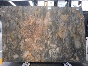 Fusion(Yellow)/Golden Silk Quartzite/Silk Road Quartzite/Golden/Yellow/Brazil/Polished/For Countertops,Mosaic,Exterior - Interior Wall