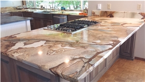 Lowest Price High Quality Brazil Polished/Yellow Quartzite/ Palomino Quartzite Slabs & Tiles & Cut to Size for Flooring and Walling, Own Factory Sales for Project/Hotel/House
