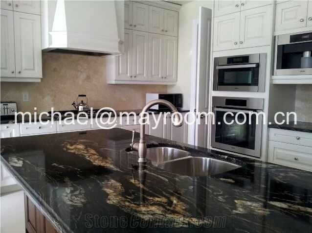 Own Factory Good Price Brazil Polished Matrix Titanium/ Cosmic Black/Cosmic Black Titanium/Titanium Mc Granite/Titanium Black/Cosmic/Night,Granito Preto Cosmico Granite Slabs & Tiles & Cut-To-Size