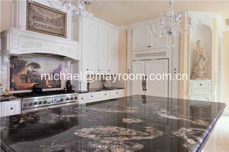 Own Factory Good Price Brazil Polished Matrix Titanium/ Cosmic Black/Cosmic Black Titanium/Titanium Mc Granite/Titanium Black/Cosmic/Night,Granito Preto Cosmico Granite Slabs & Tiles & Cut-To-Size