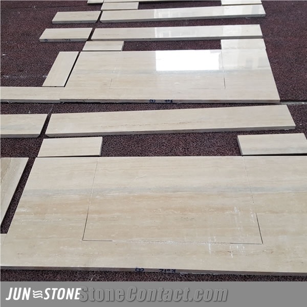 High Quality Polished Honed Wooden Vein Silver Travertine Tops for Bahtroom