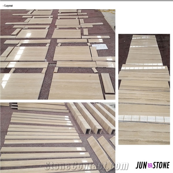High Quality Polished Honed Wooden Vein Silver Travertine Tops for Bahtroom
