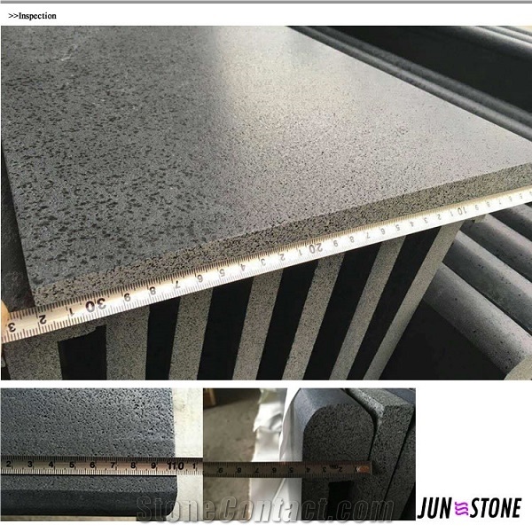 Natural Basalt Stone Stair Steps, Polished Surface Basalt Staircase
